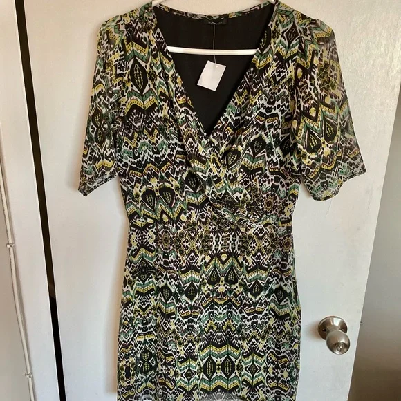 Ikks Women V-Neck Short Sleeve Dress - Size 36 - Picture 4 of 14